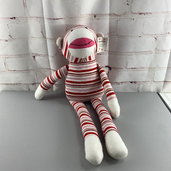 World Market Exclusive 22in Peppermint Striped Plush Stuffed Sock Monkey - Picture 3 of 5